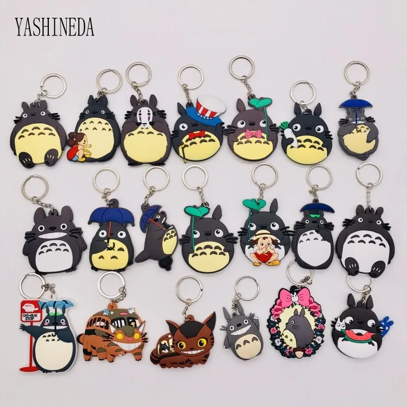 50pcs/lot Japanese Anime My Neighbor Totoro Keychain PVC 3D Double Side Key Ring Chain Cute Trinkets Gift For Kids | Украшения и