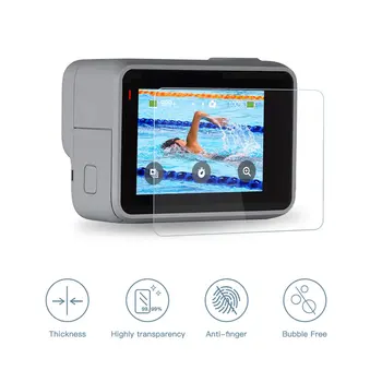 

Tempered Glass Screen Protector Film Lens Cap Cover For Gopro Hero 7 Silver / White Camera High Quality