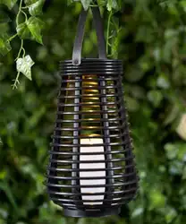 Hobbylan светодиодный водонепроницаемый подвесная Солнечная лампа декоративный фонарь из ротанга с Беспламенной свечей садовые Ландшафтные
