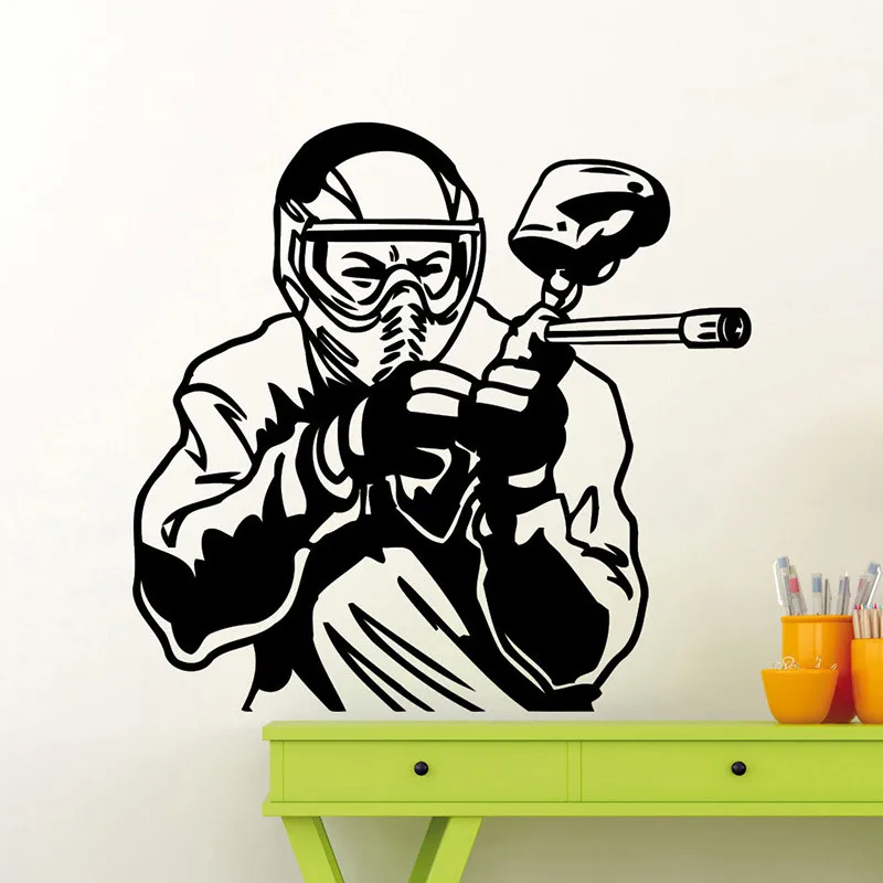 Paintball Player Wall Decal Extreme Sport Vinyl Sticker Art Decor Mural