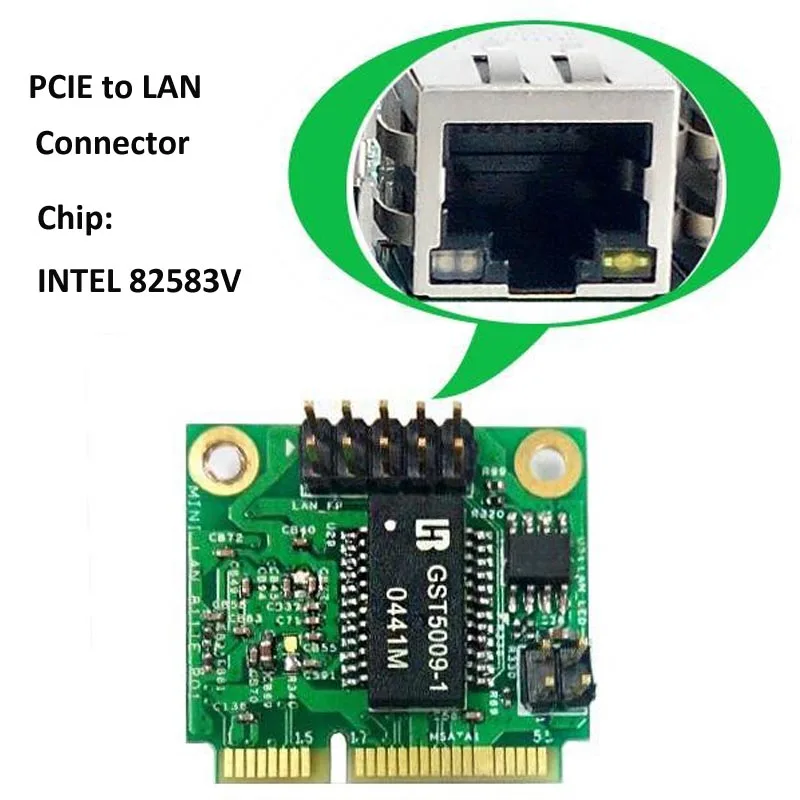 

Factory Low price Mini Pcie to LAN Connector 1000Mbs with INTEL 82583V Support 10/100/1000 Mbs