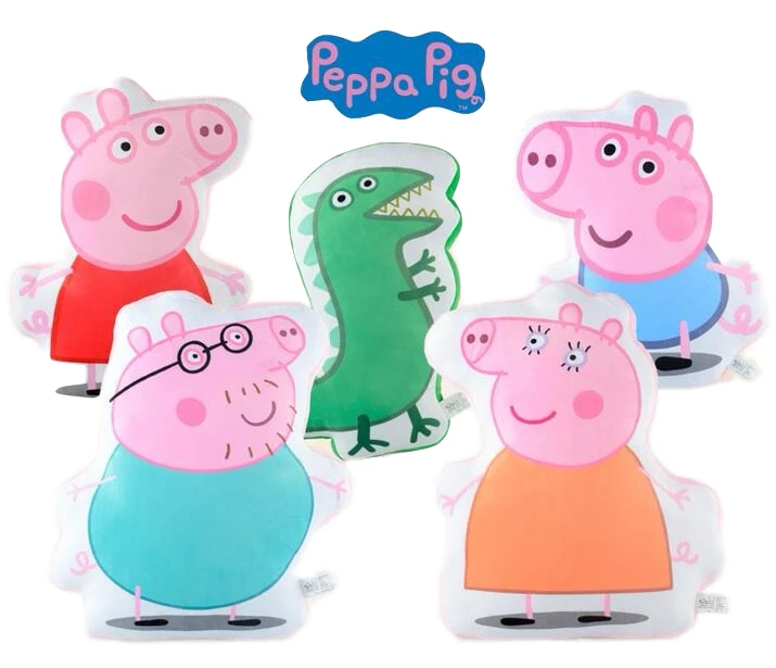 Hot 42-46cm Genuine Peppa Pig peppa George dad mum Dinosaur family plush toy Biscuit pillow kids birthday Christmas gift Doll