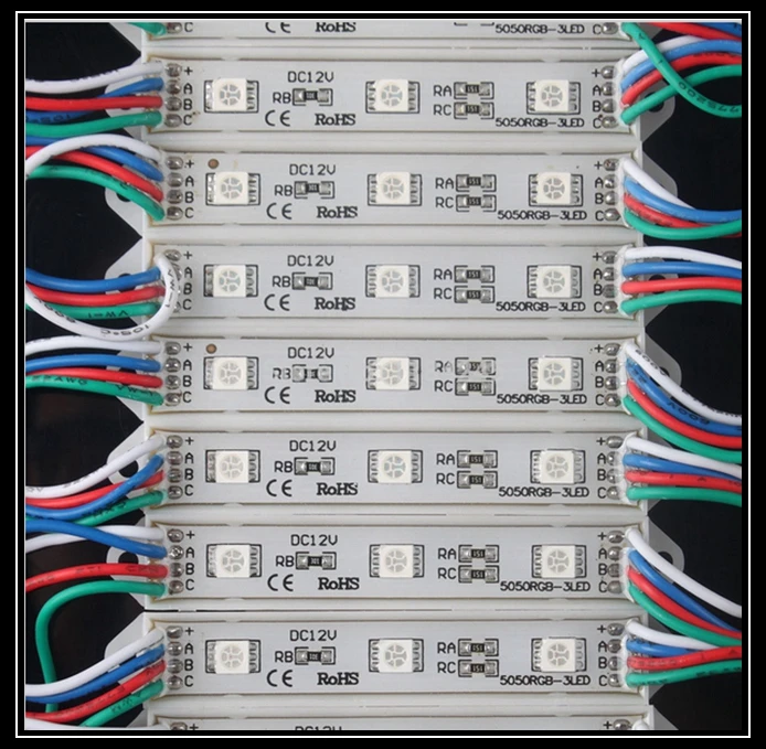 100 шт./лот 3 светодиода 5050 SMD RGB водонепроницаемый модуль IP65 12 В постоянного тока