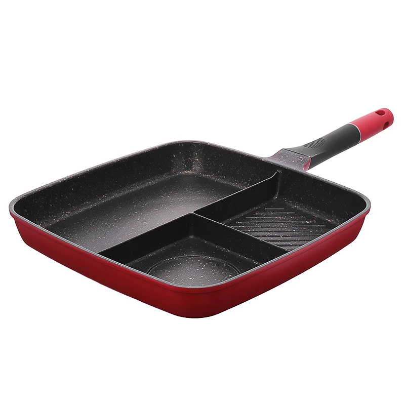 

Non-stick Steak Frying Pan 3 in 1 Breakfast Eggs Fryer Griddle Omelette Pot Kitchen Accessories Cooking Tools Universal Cookware