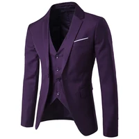 3pc Men Purple Suit (Jacket+Pants+Vest) Brand Slim Fit Elegant Suits With Pants Mens Grooming Busienss Tuxedo Suits Ternos S-6XL 2