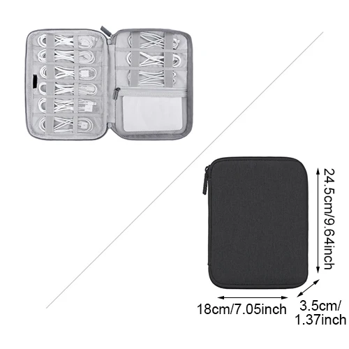 Портативный дорожный кабель гаджет аксессуары электронный цифровой USB зарядное устройство провода наушники Органайзер чехол для путешествий на молнии чехол для хранения - Цвет: Black L