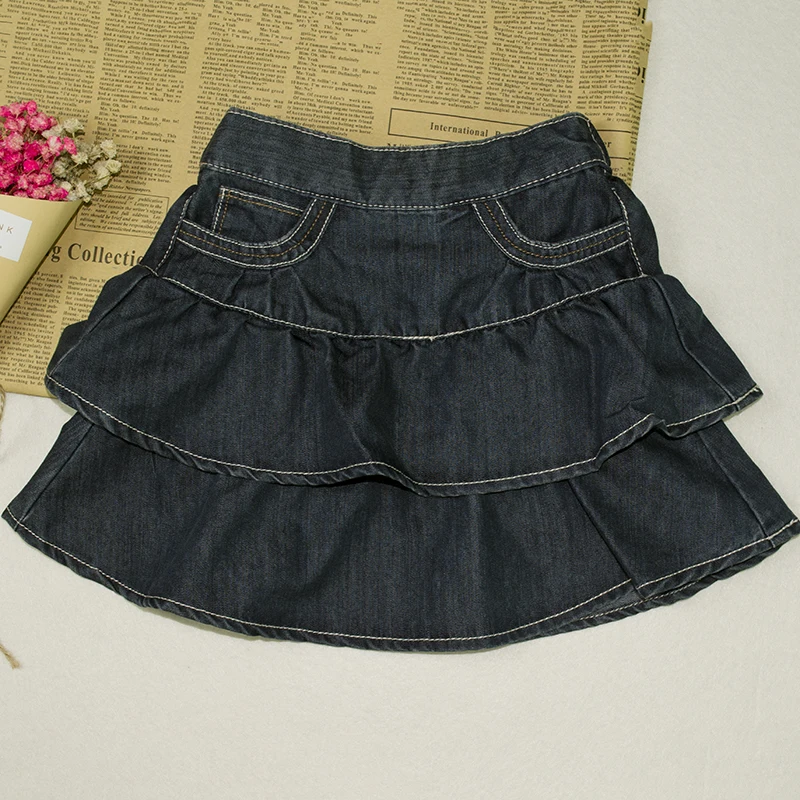 2017 Summer Baby Girls Stylish Denim Mini Skirt Kids Girls Tutu Layered