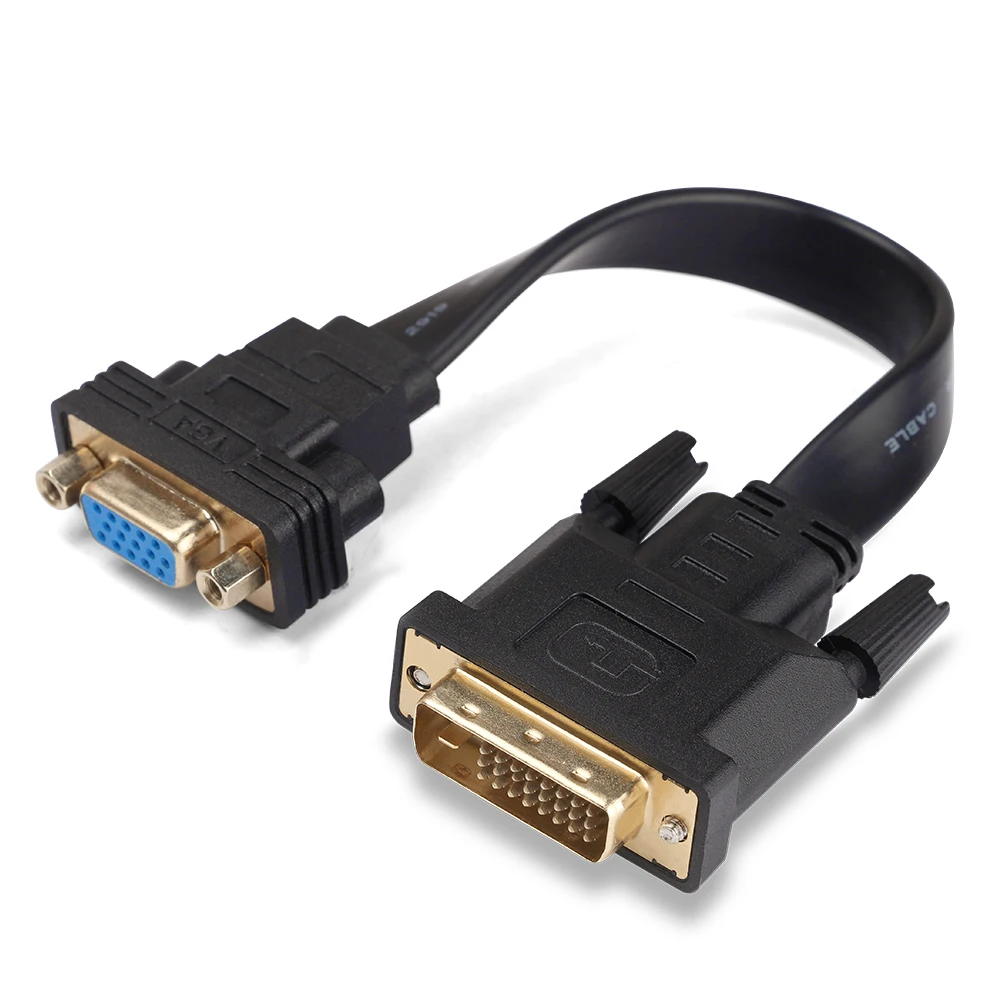 

DVI-D to VGA Adapter DVI 24 1 to VGA 15 Pin Male to Female Converter with Flat Cable Gold Plated Cord