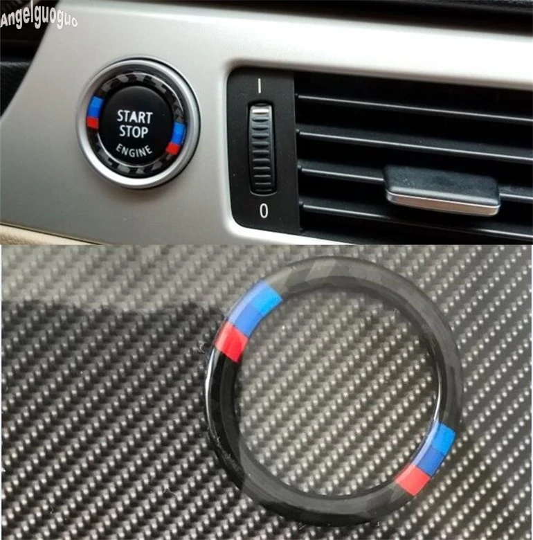 Carbon Fiber For BMW 3 series E90 E92 E93 2009-12 Car Engine Start Stop Keyless Start System Button Decoration Cover Car styling