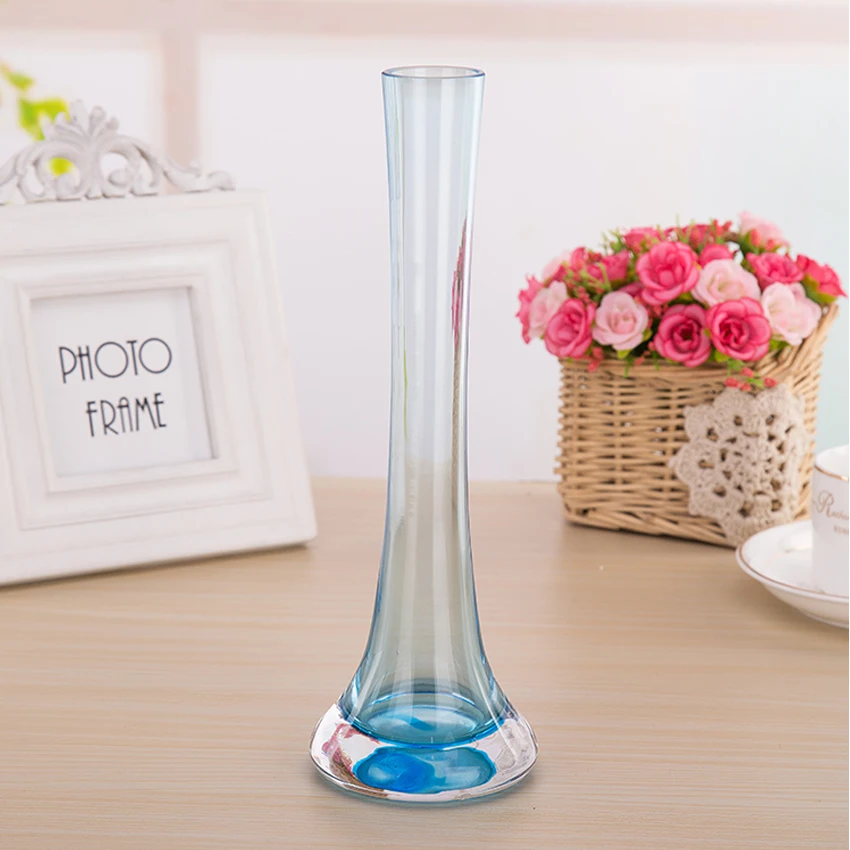 Modern Creative Colorful Glass Vase Iron Tower Vase Stained Glass
