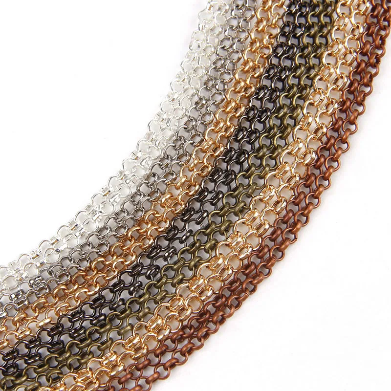5m/lot 3.8mm Metal Link O Chain Gold Color Bulk Necklace Chain Diy
