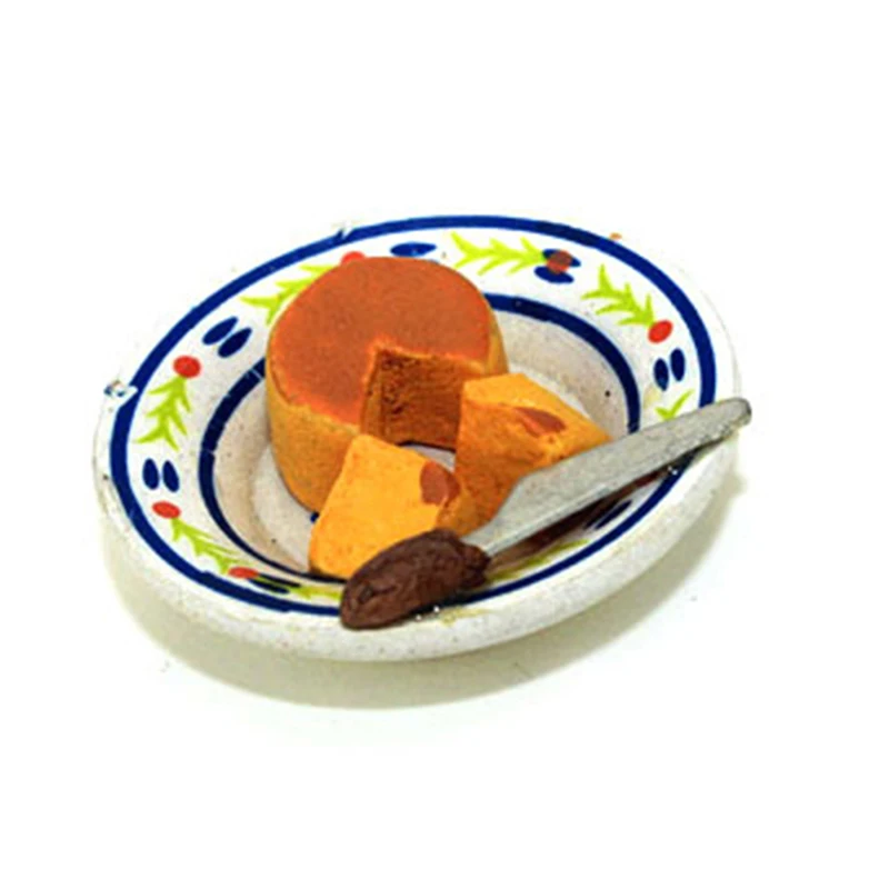 

2Pcs/Set 1/12 Scale Miniature Dollhouse Pretend Food Miniature Cheese Cake Set Decor Toys For Children Toy For Dollhouse