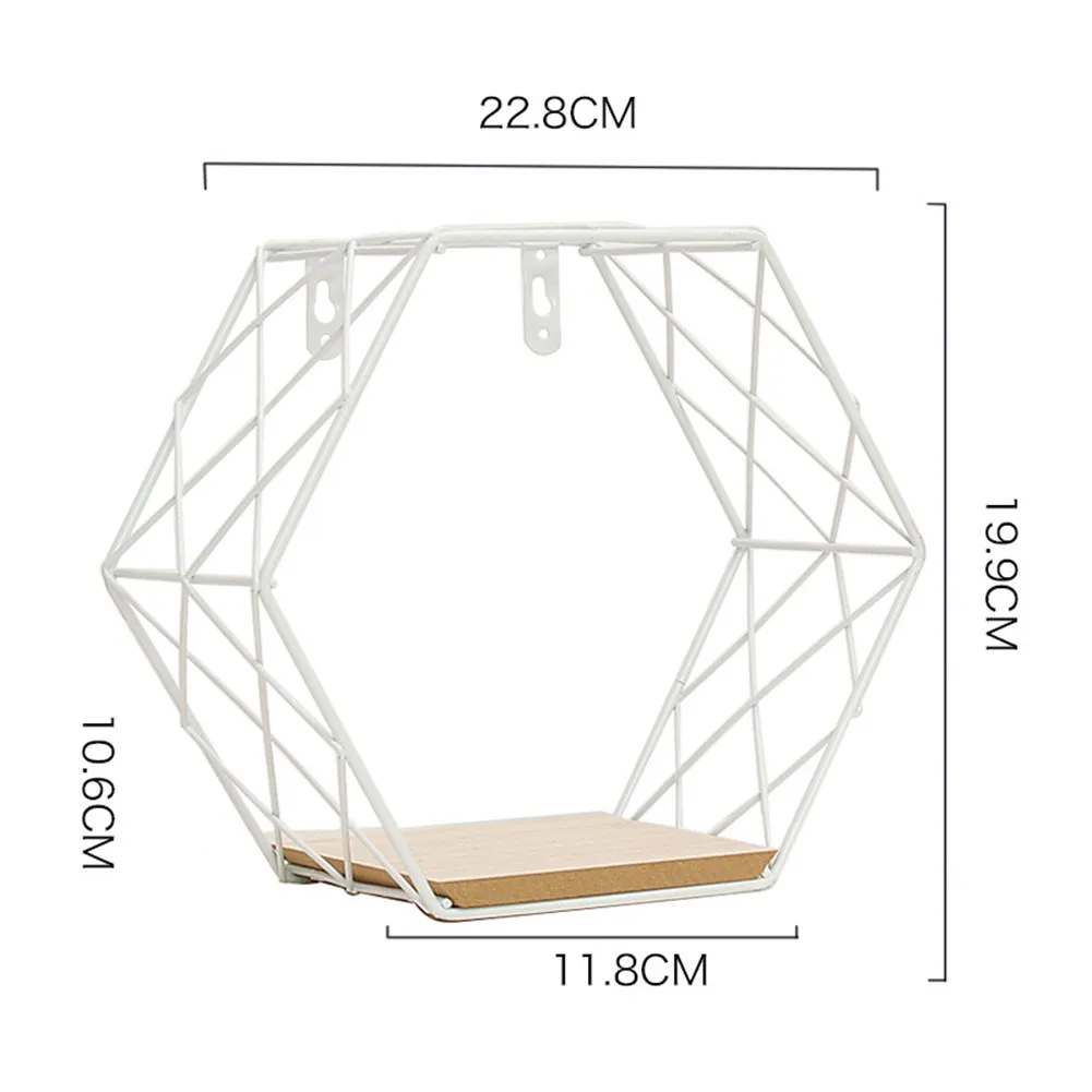 Железная шестиугольная сетка настенная полка комбинированная настенная подвесная Геометрическая фигурка настенное украшение для
