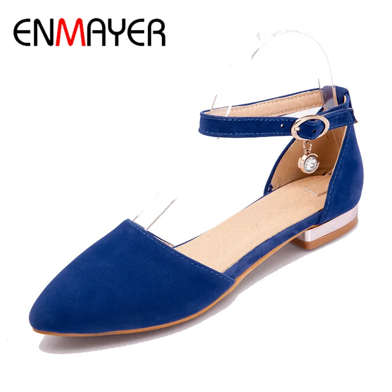 

ENMAYER Spring Autumn Flats Shoes Big Sizes 34-43 Casual Women Shoes 4 Colors Pointed Toe Flats Nubuck Leather Solid Flats