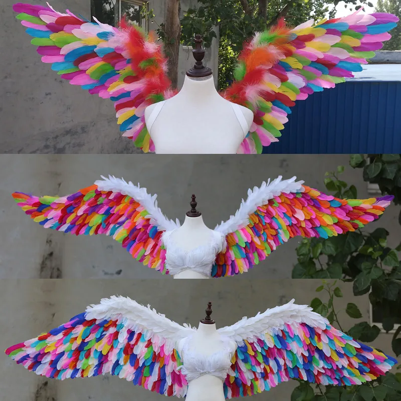 Pure handmade colorful angel wings T stage show large props Wedding
