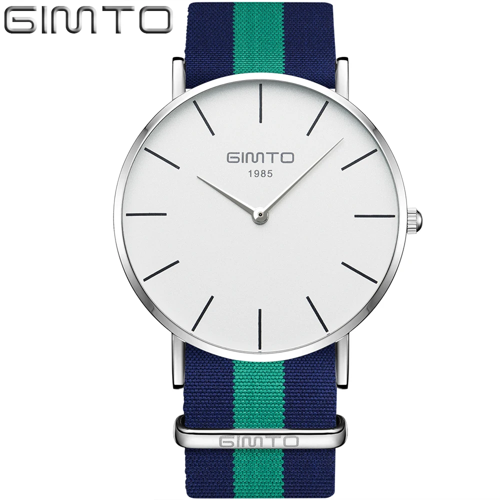

Colorful Nylon Dress Watch Men Women Fashion GIMTO Brand Military Man Wrist Watches Casual Girl Boy Quartz-watch Relogio Montre