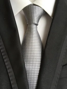 

8cm Men unique formal tie bridegroom wedding necktie silver checkers ties
