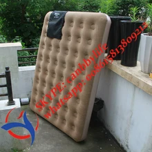 Двойной плюс портативный Флокированный надувной матрас надувная кровать с сумкой для переноски для кемпинга двойной человек, бежевый/кремовый