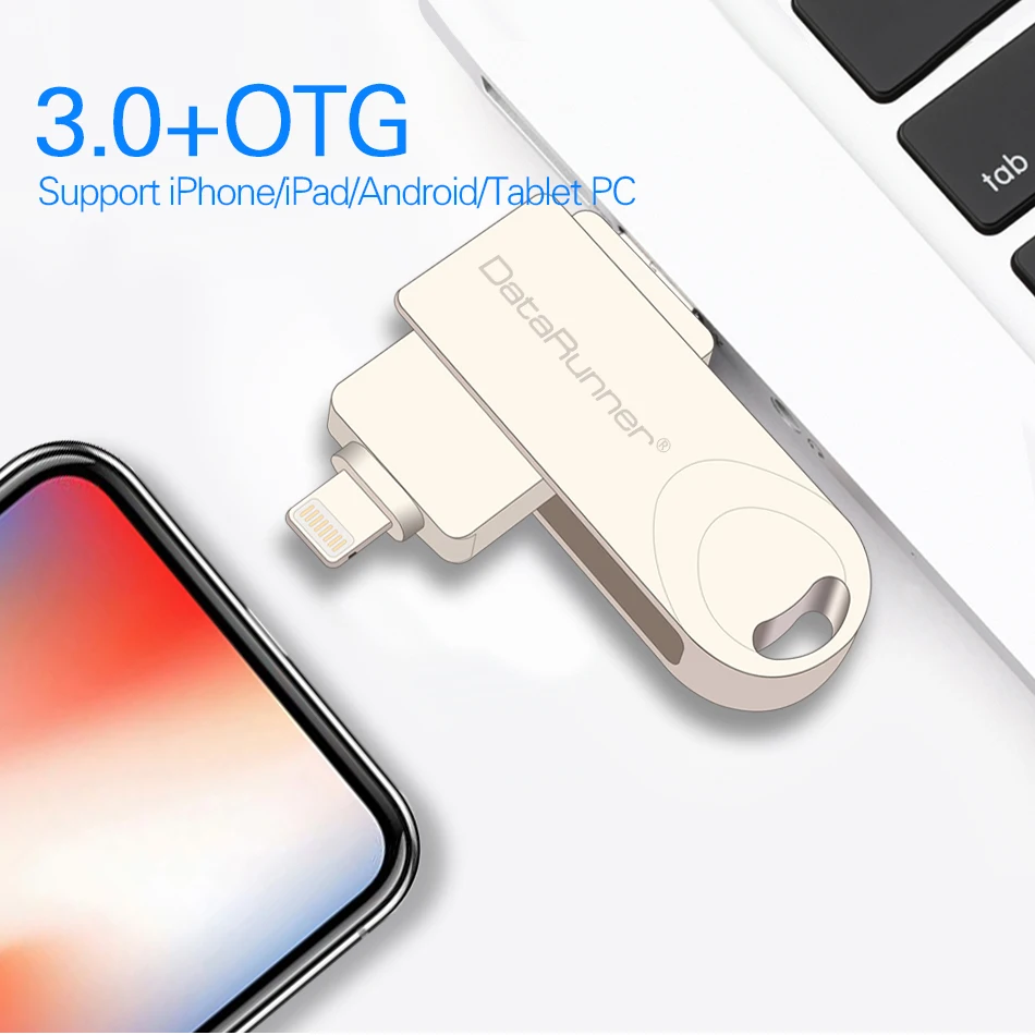 DataRunner 3 в 1 OTG USB флэш-накопитель Вращающаяся ручка-накопитель 128 Гб 64 ГБ 32 ГБ 16 ГБ 8 ГБ цоколь usb 3,0 Флешка для iOS/Android/PC