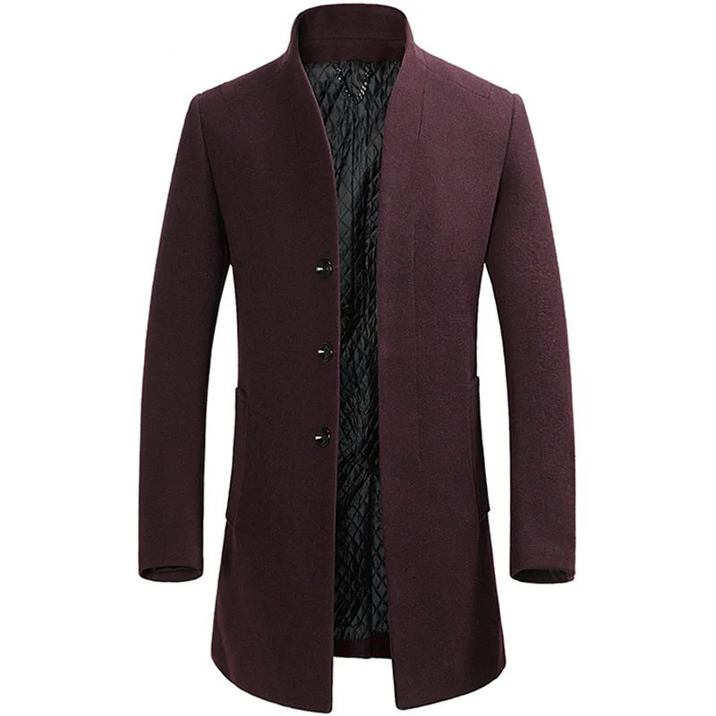 BOLUBAO, мужское качественное шерстяное пальто, Осень-зима, мужское теплое пальто, куртки, мужское длинное модное шерстяное пальто - Цвет: Wine Red