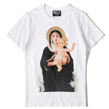 

Men's pure cotton T-shirt printed figures with loose, short sleeves