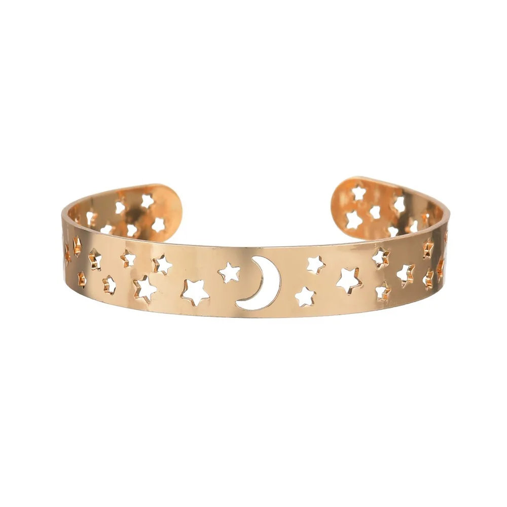 European and American Explosion Star Moon Bracelet Natural Retro Hollow Wax Rope Three Layer Women's Bracelet (9)