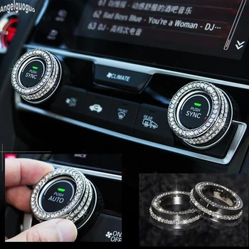 

For Honda Civic Accord 10th FIT CITY URV XR-V Car Air Conditioning Knob Ring Cover Switch Decoration luxurious style Accessories