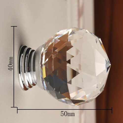 

2017 Hot 10PCS/LOT 40mm K9 Crystal Handle With Zinc BaseCrystal Ball Drawer Knobs Chrome Finish For Furniture SJ-2008