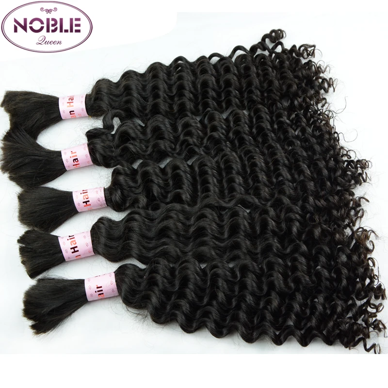 Curly European Human Hair Bulk 10A Deep Wave European Bulk Braiding