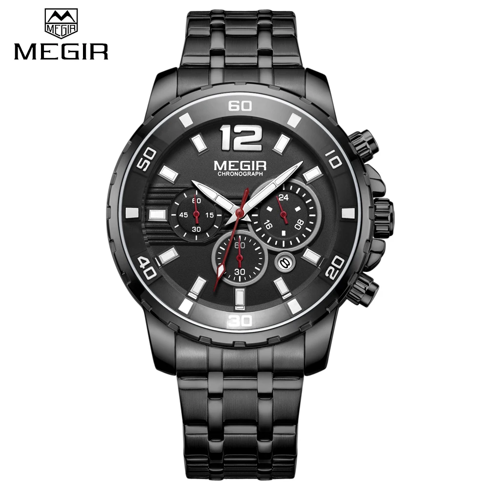 MEGIR кварцевые мужские часы Топ бренд Роскошные армейские военные наручные часы мужские часы Relogio Masculino бизнес наручные часы хронограф