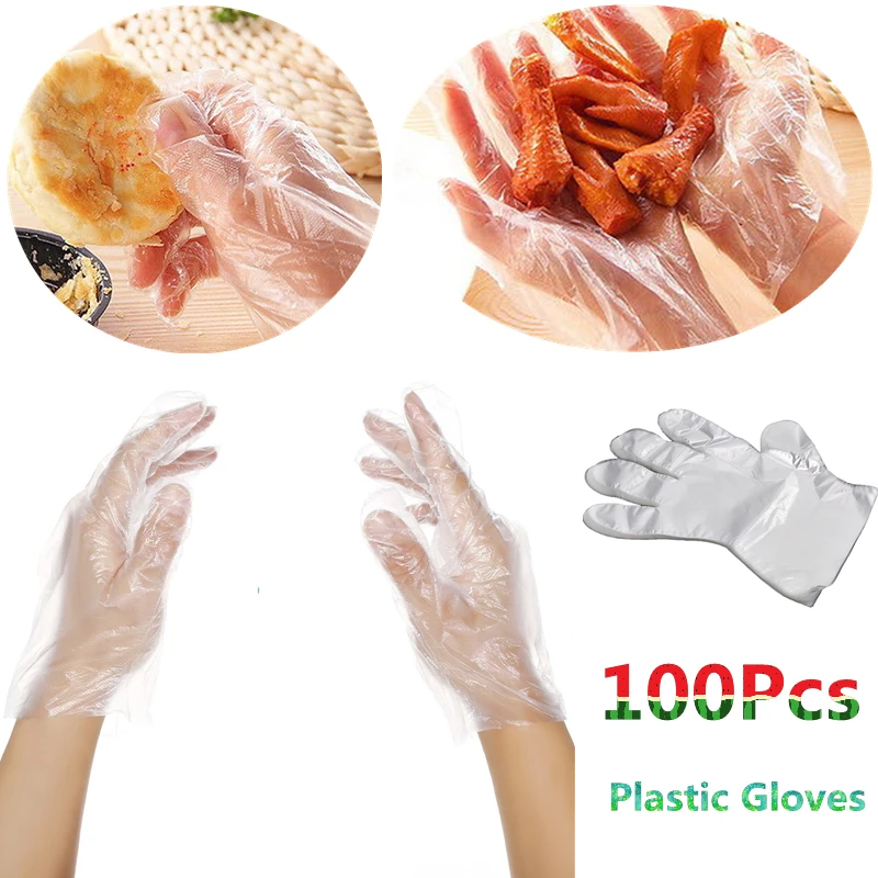 100PCS Food Grade Plastic Disposable font b Gloves b font Restaurant font b Household b font
