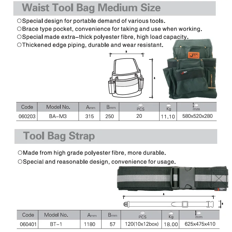 BA-M3 tool bag and belt size