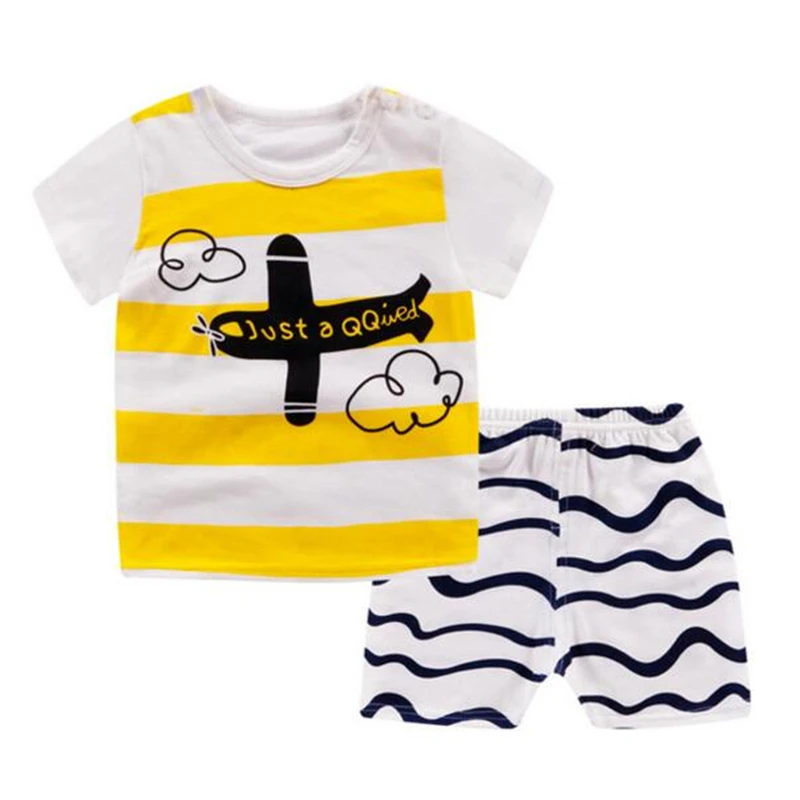 

2pcs Baby Sets Summer Cartoon Fashion Boys Girls Outfits Kids Children T-shirt Short Sleeve + Shorts Baby Clothing