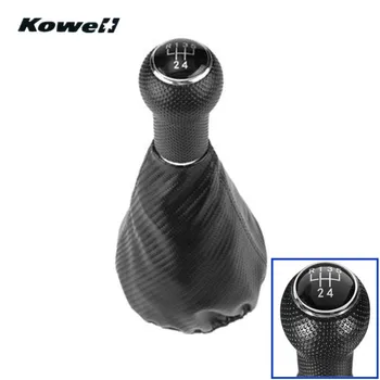 

KOWELL Leatherette 5-Speed Manual Transmission Gear Shift Knob for Volkswagen VW POLO GOLF MK4 Bora Gaiter Boot Cover MT Shifter