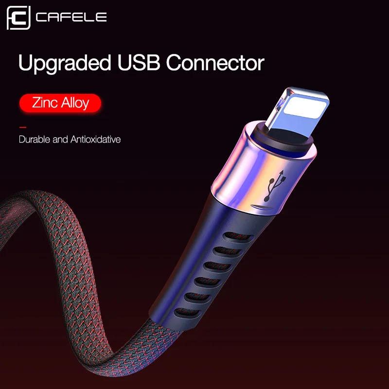 USB кабель Cafele для iPhone Micro Type C 3A быстрой зарядки Huawei Xiaomi Samsung из цинкового