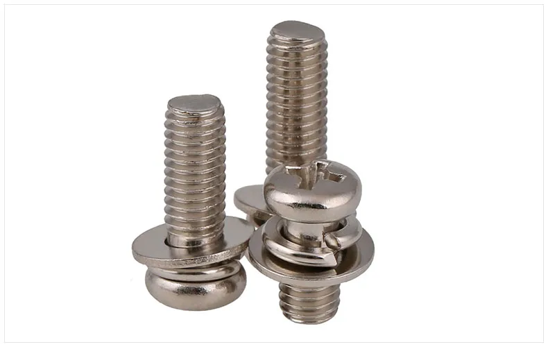 

GB9074.8 Carbon steel Nickel-plated round head Three combination screw M2 M3 M4 M5 M6 screws