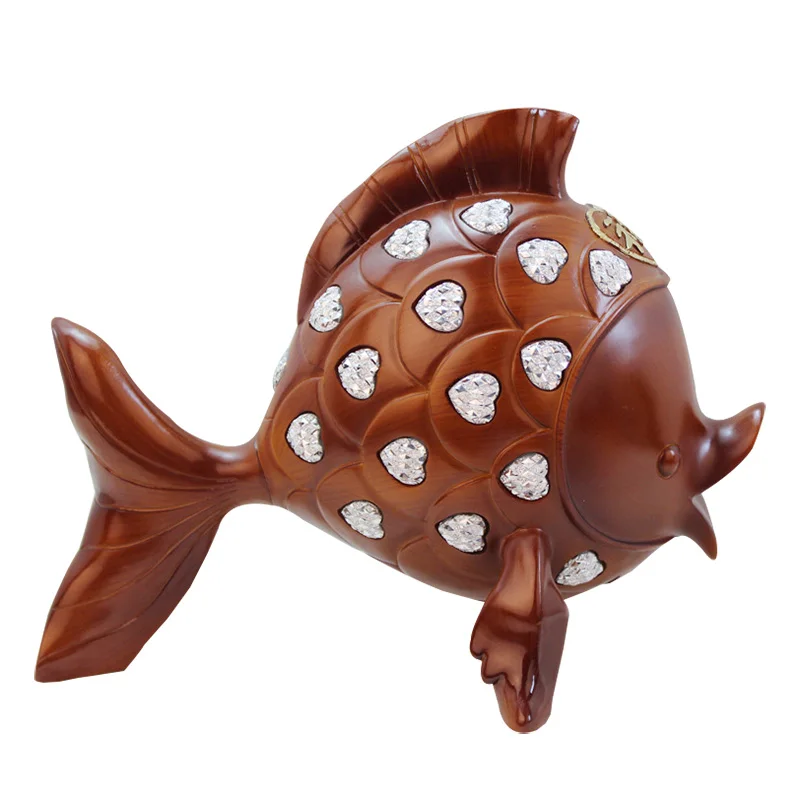 

Resin Crafts Modern Minimalist Wood Color Diamonds Lucky Fish Figurines Ornaments Home Decoration Window Display Fish Miniatures