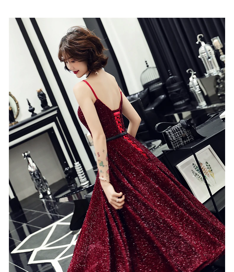 vestido de festa дизайн сексуальное торжественное Платье бордовое милое длинное вечернее платье светоотражающее платье LF212