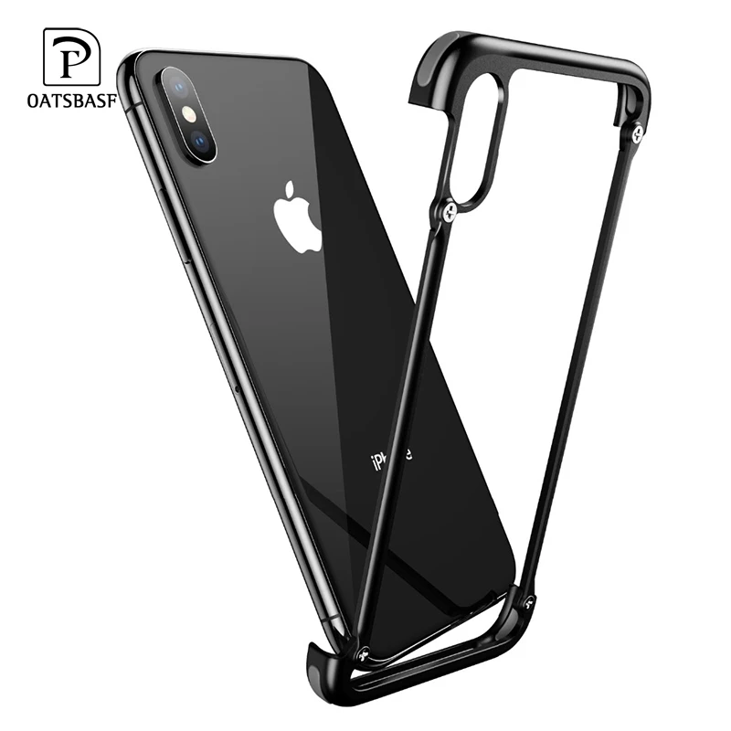 

OATSBASF Metal Frame shape with airbag bumper for iphone XS MAX shockproof phone case shell back cover protect screen and camera