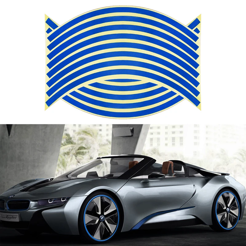 

Car Styling Accessories Car Stickers and Decals For14' Auto Motorcycle Rim 16 Strips Reflective Car-Styling Auto Sticker