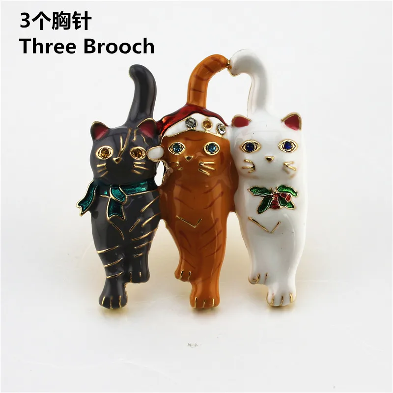 Новинка три кота модный дизайн эмаль темпераментная брошь пальто капля глазурь брошь - Окраска металла: Three  brooch