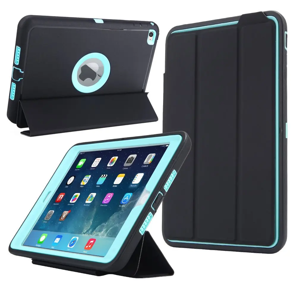 TECHGEAR Schutzhülle für neues iPad Mini 4, Kinderfreundlich Grün Displayschutzfolie Leichtes Koffer Silikon Soft Shell Anti-Rutsch-Shockproof Hülle für iPad Mini 4