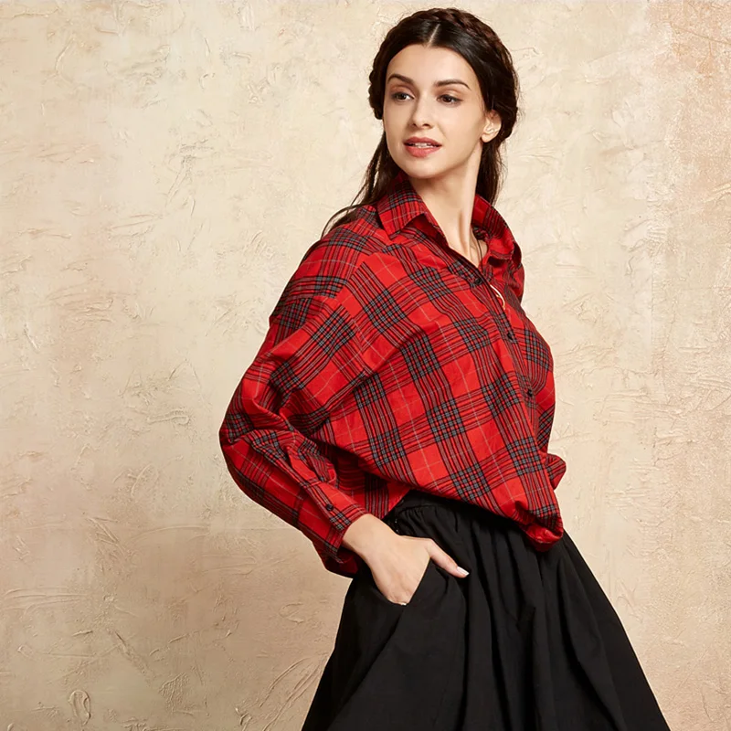 

Artka Women's Plaid Shirt Autumn Vintage Shirt For Women 2017 Long Sleeve Shirts 100% Cotton Women's Brand Clothing SA10177Q