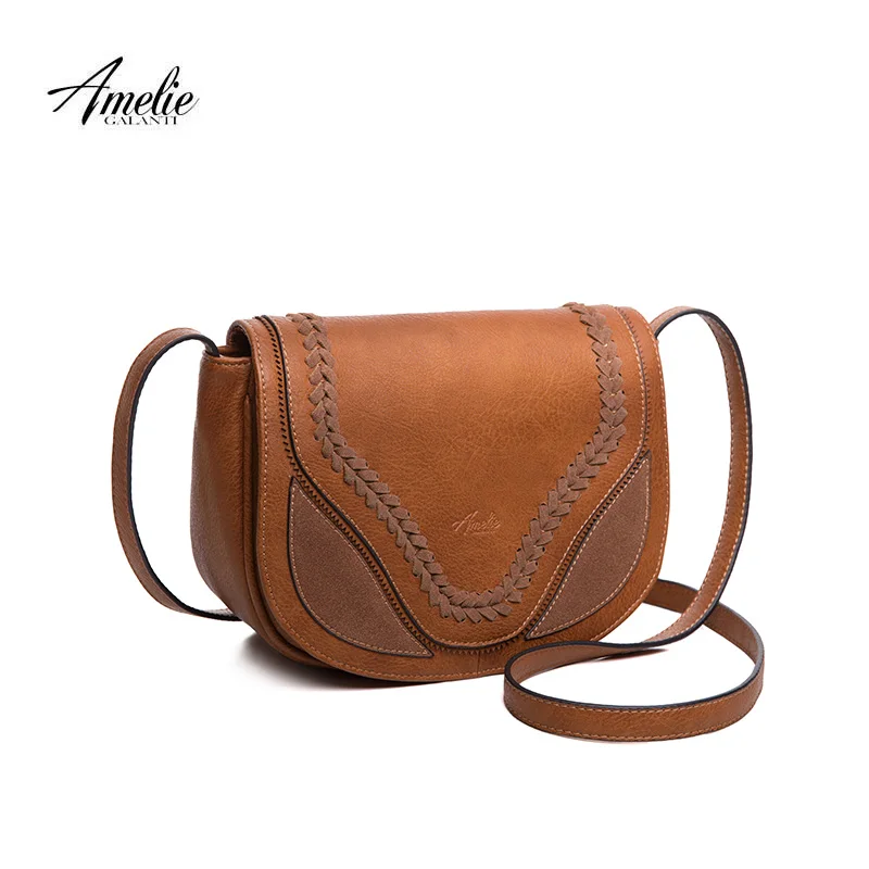 

AMELIE GALANTI crossbody bags for women vintage shoulder bags saddle purse and handbags with lacing flap closure wide straps