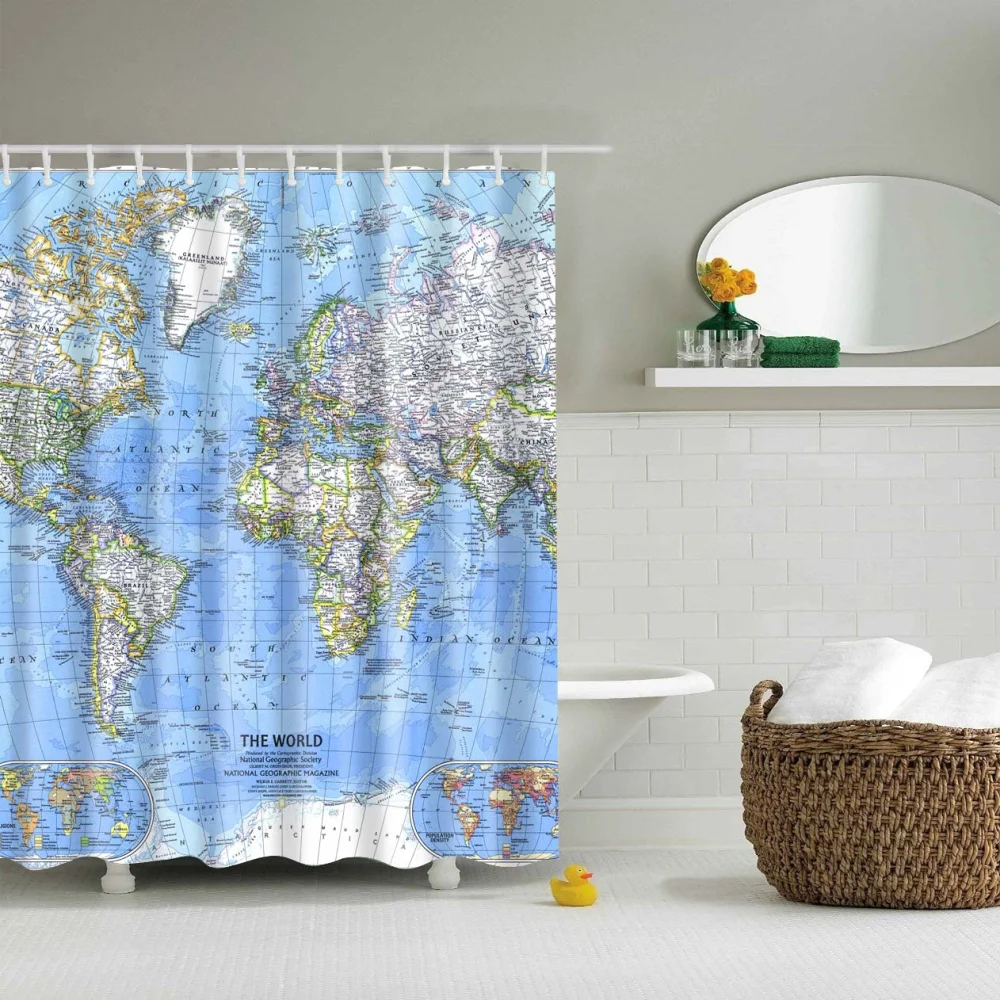 periodic table shower curtain World map curtain large 180x200cm 3d Bath Single Printing Waterproof Polyester for bathroom Decor - Цвет: TZ160810