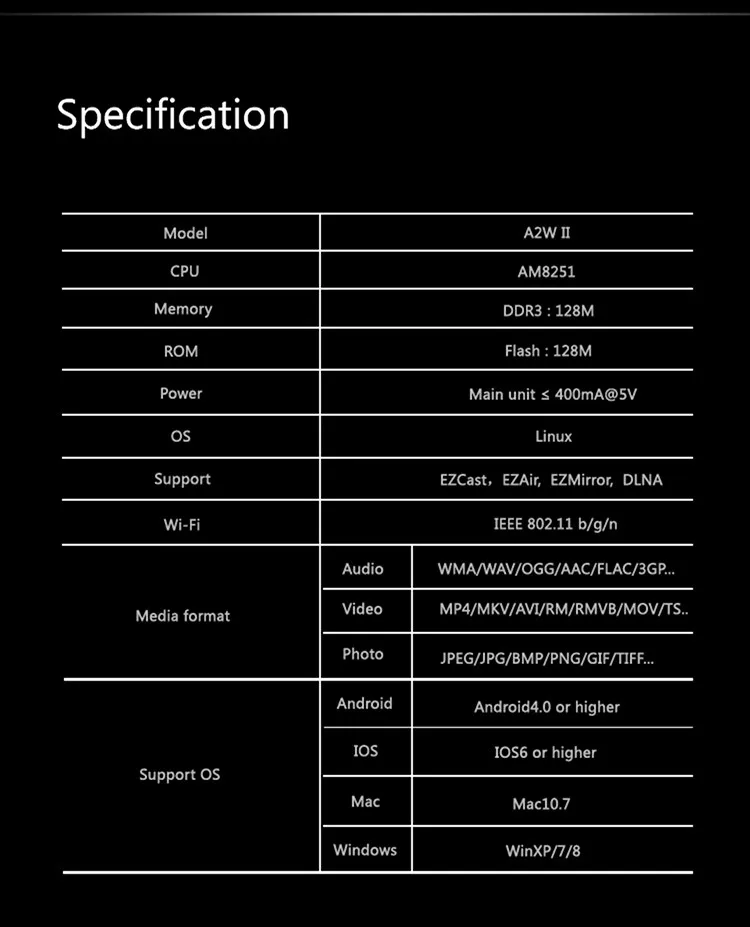 TV Vara HDMI 1080 P Miracast DLNA