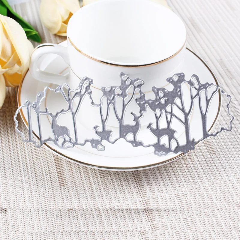 

Forest Deer Background Metal Cutting Dies for Scrapbooking DIY Steel Craft Die Cut Embossing Paper Cards Stencils #014