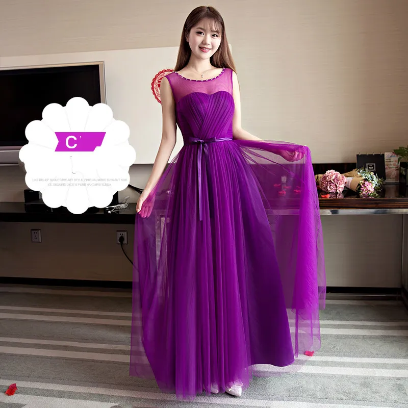 Элегантные фиолетовые платья подружек невесты длинное платье для свадьбы Вечерние женское платье demoiselle d'honneur - Цвет: Purple C