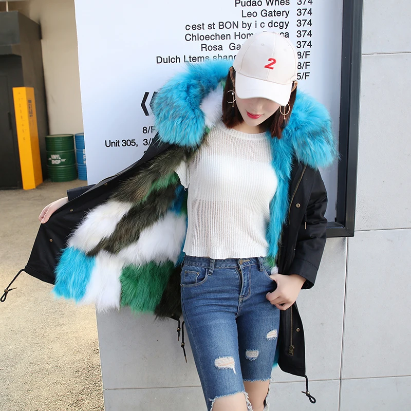 Flash Deal 2018 new fashion women luxurious Large raccoon fur collar hooded coat warm Fox fur liner parkas long winter jacket F939 14