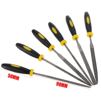 

6pcs Metal Needle Files Small Wooden Rasp Set Flat Round Square Triangle Needle Files 3 x 140mm for Woodworking & Metalworking